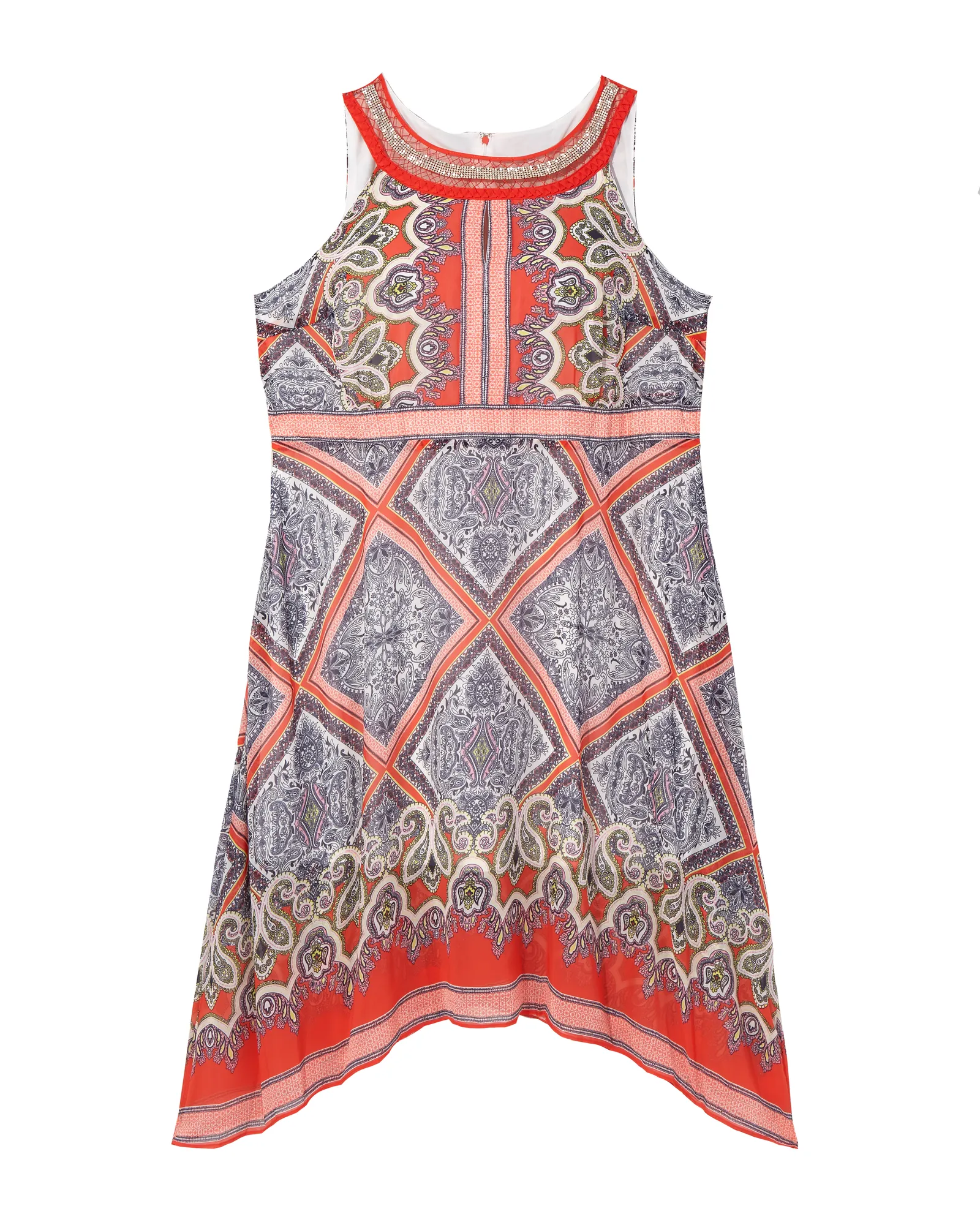 Gemma Dress | Orange / Royal Blue