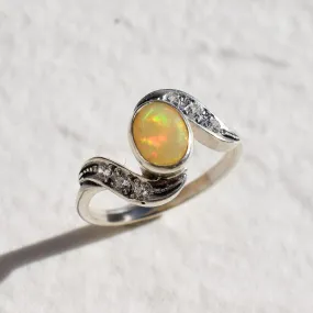 Genuine Opal Ring - Fire Opal Ring - Rainbow Engagement Ring