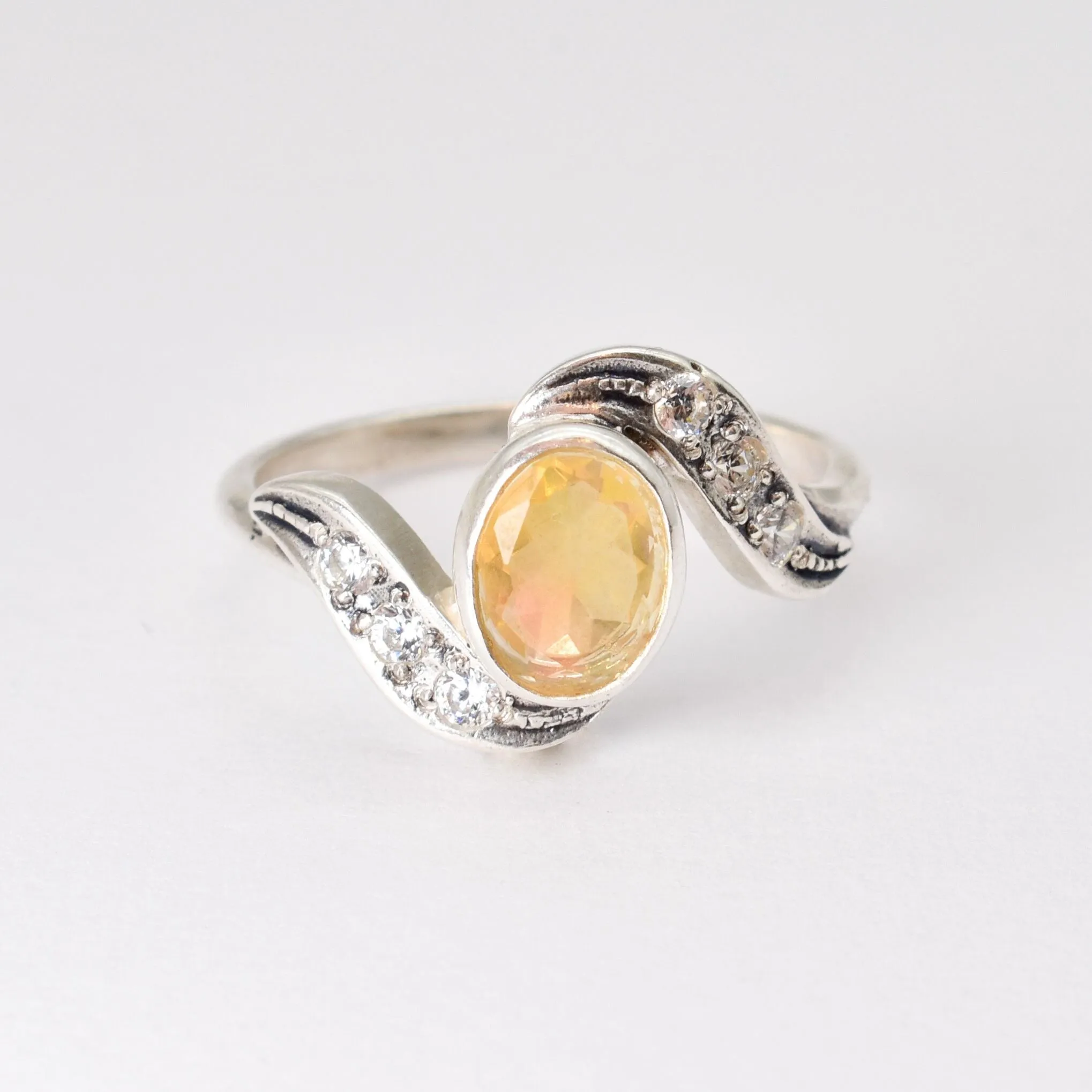 Genuine Opal Ring - Fire Opal Ring - Rainbow Engagement Ring