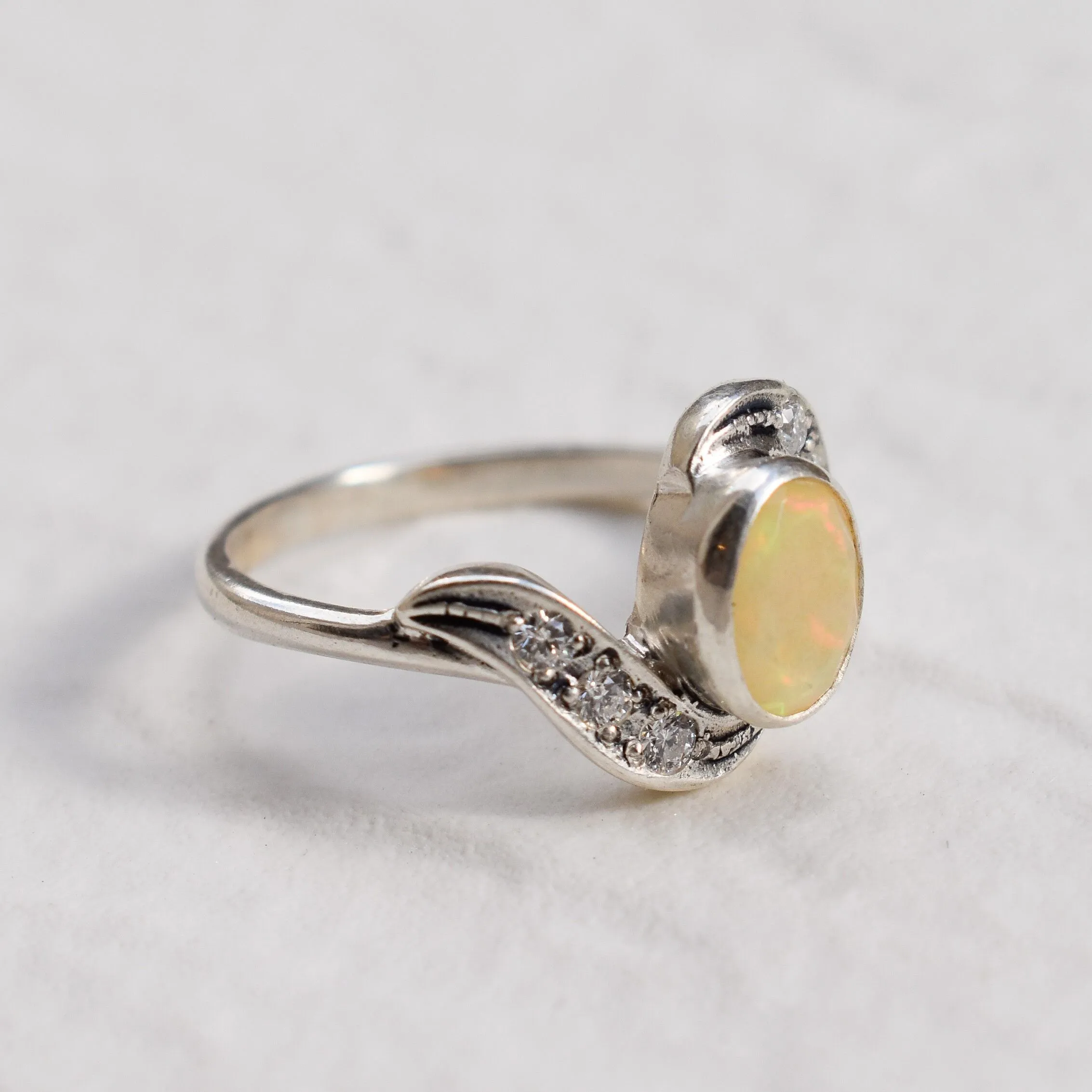 Genuine Opal Ring - Fire Opal Ring - Rainbow Engagement Ring