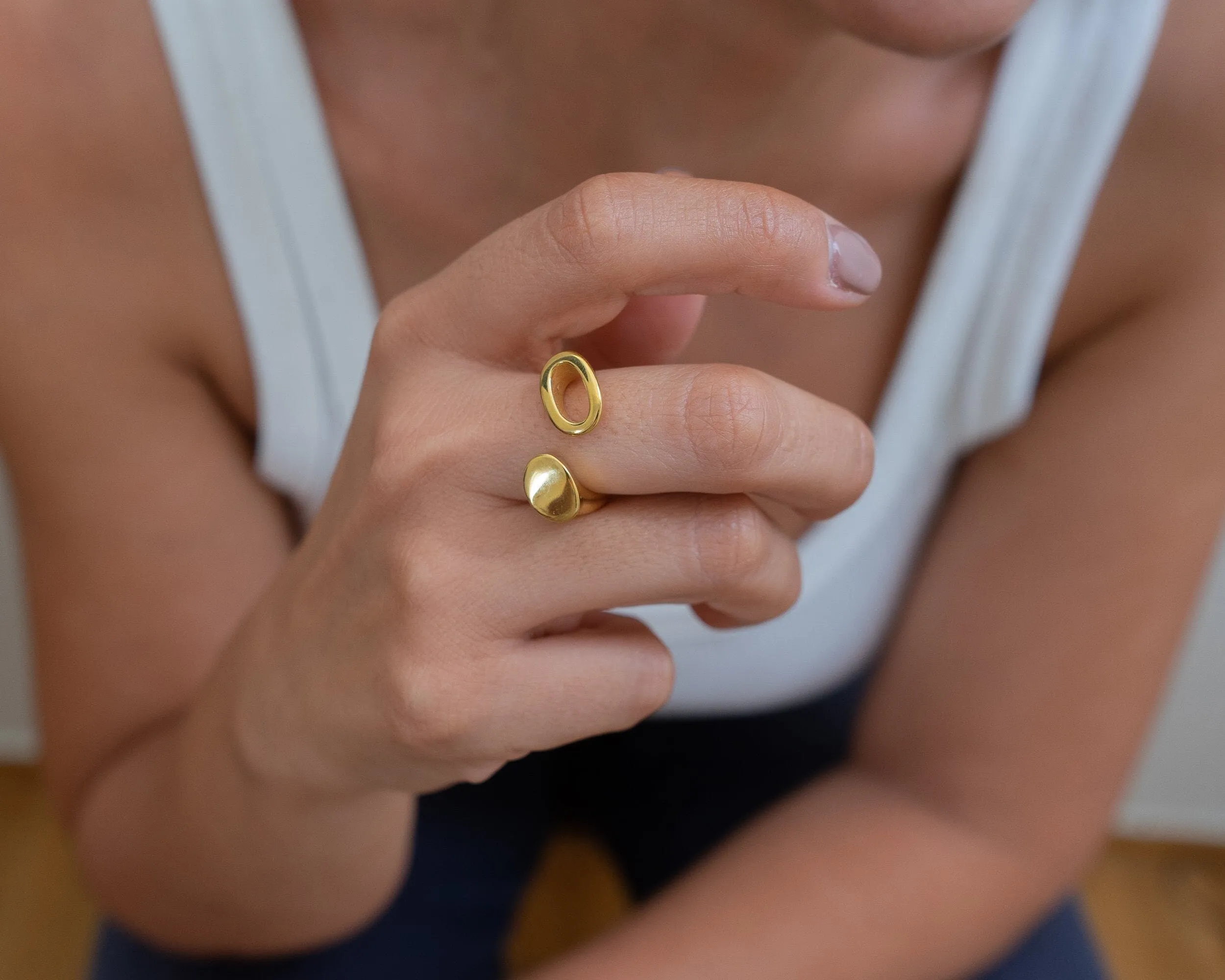 Gold Dainty Abstract Circles Ring