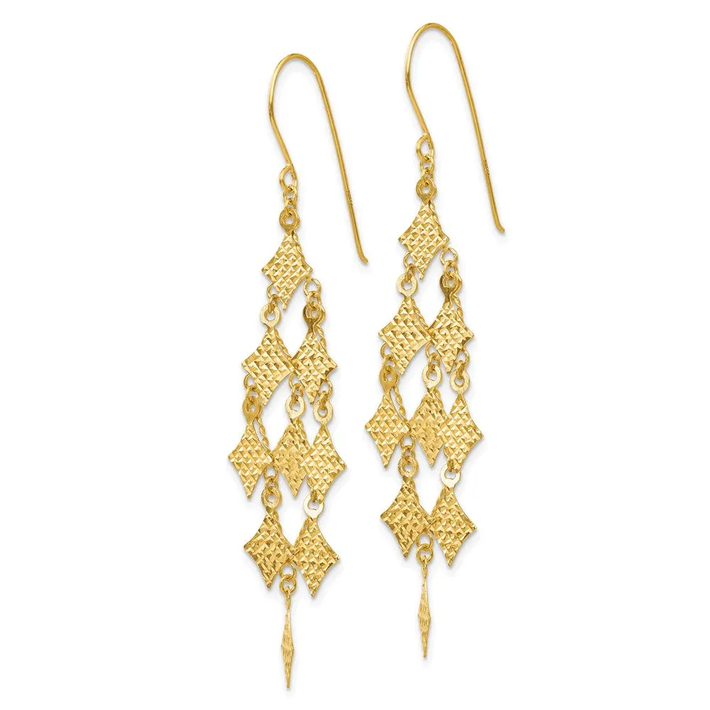 Gold Diamond-cut Chandelier Earrings - Model TL519