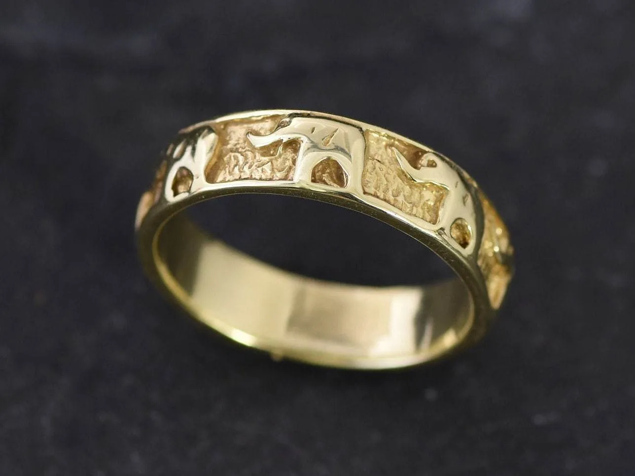 Gold Elephant Ring -  Elephant Charm Ring, Animal Lover Ring