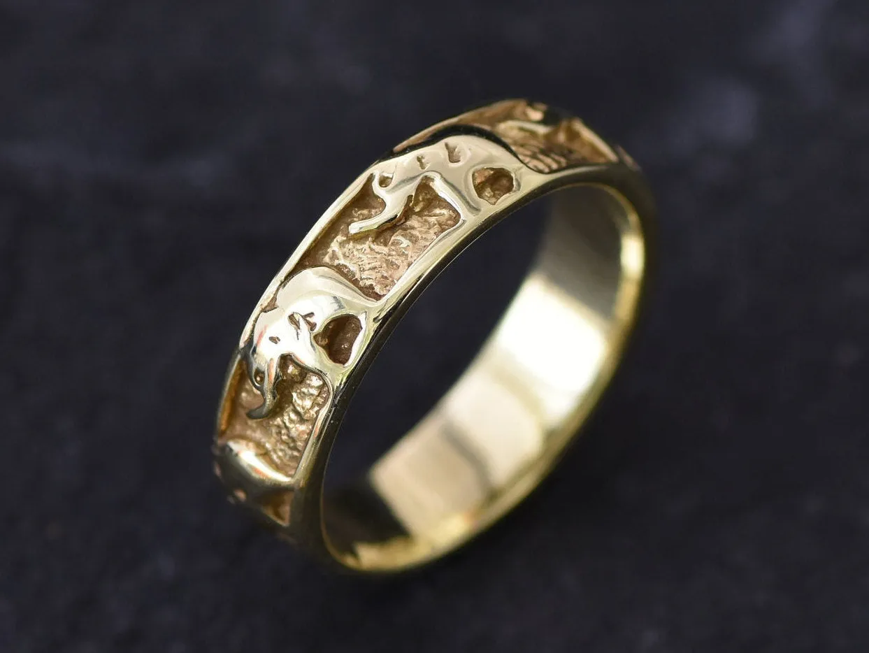 Gold Elephant Ring -  Elephant Charm Ring, Animal Lover Ring