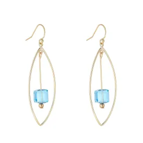 Gold Filled Aquamarine Crystal Oval Chandelier Earrings