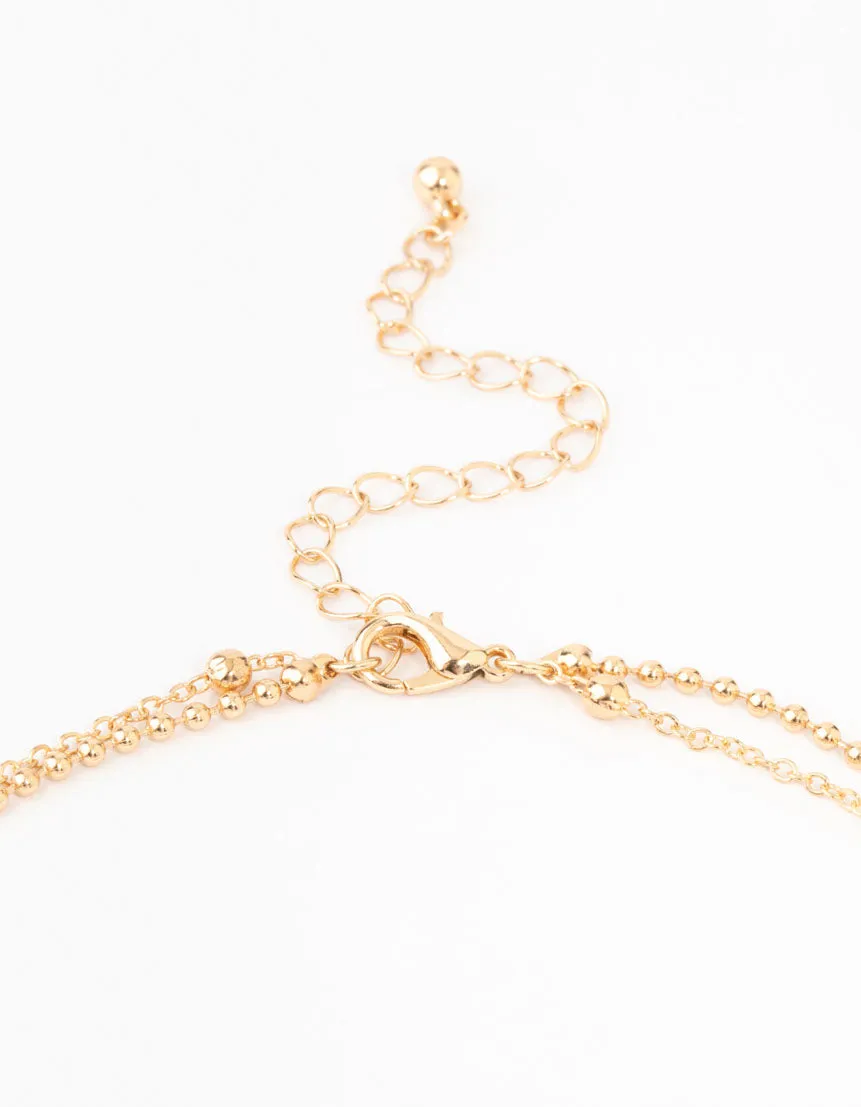 Gold Long Tassle Pendant Necklace