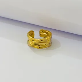 Gold-plated Stainless Steel Classic Texture Ring