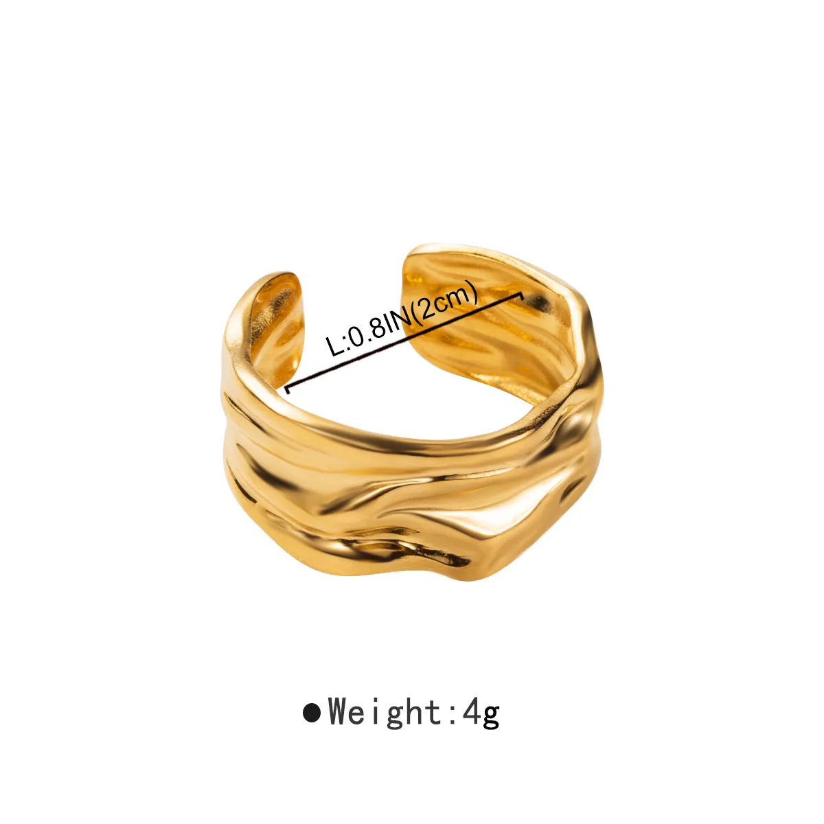 Gold-plated Stainless Steel Classic Texture Ring