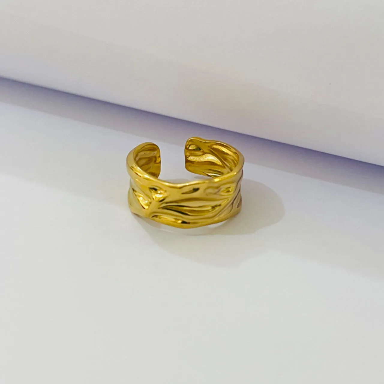Gold-plated Stainless Steel Classic Texture Ring