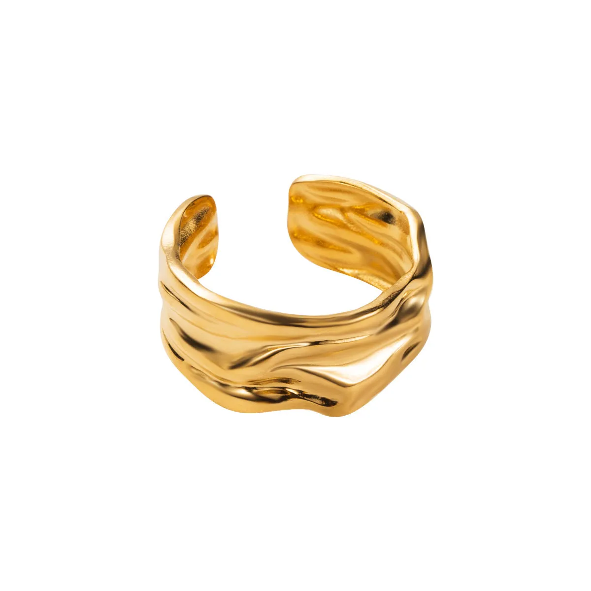 Gold-plated Stainless Steel Classic Texture Ring