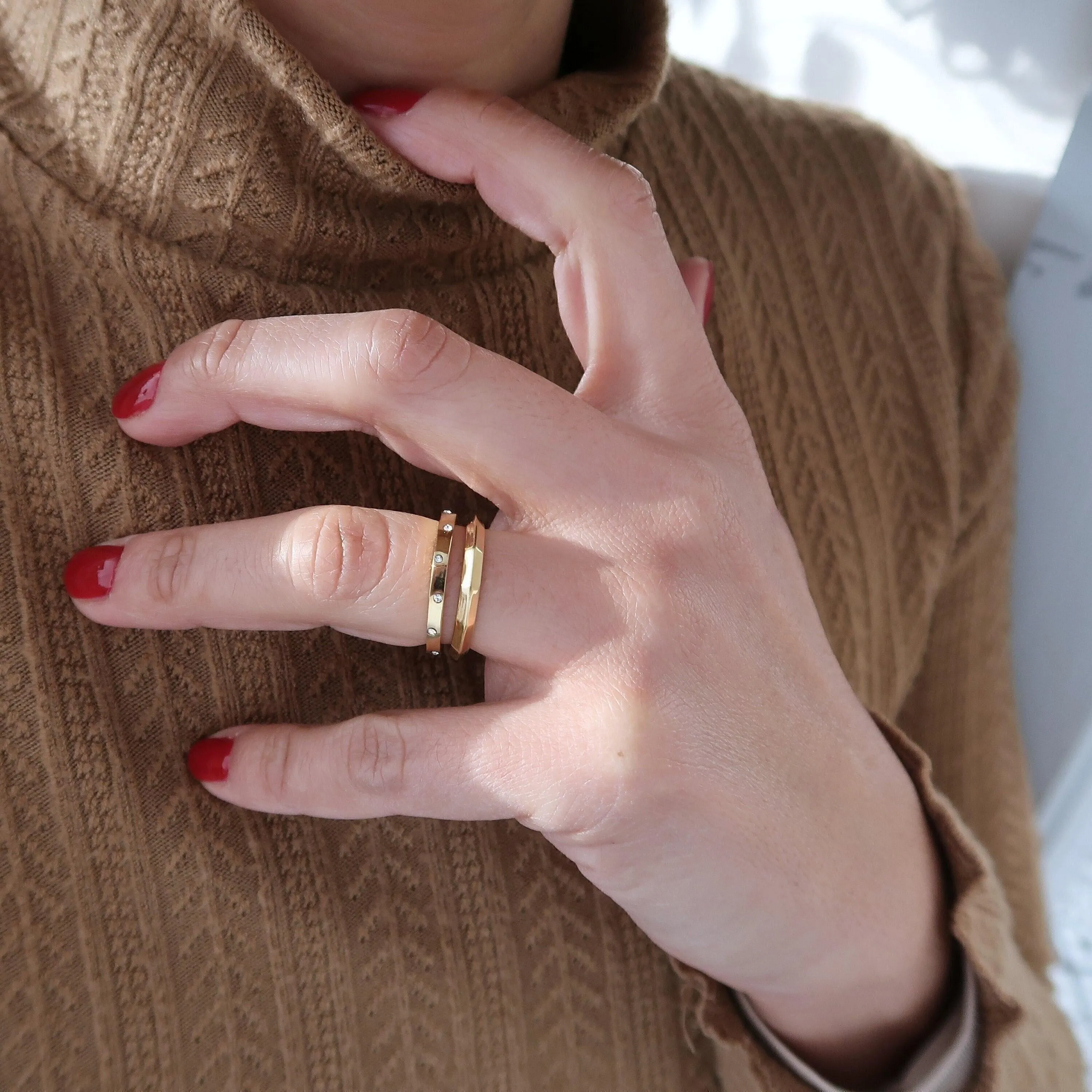 Gold Stainless Steel Polygon Ring