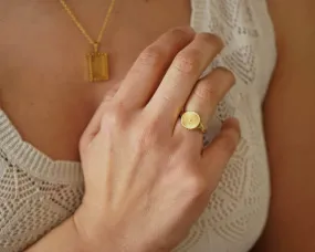 Gold Sun Rays Signet Ring