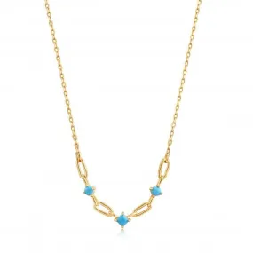 Gold Turquoise Link Necklace N033-03G