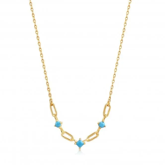 Gold Turquoise Link Necklace N033-03G