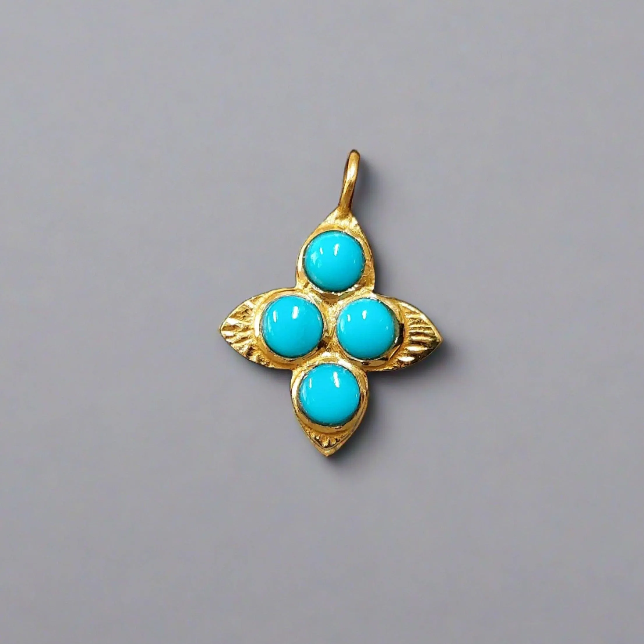 Gold Vermeil Turquoise Women Charm Pendant