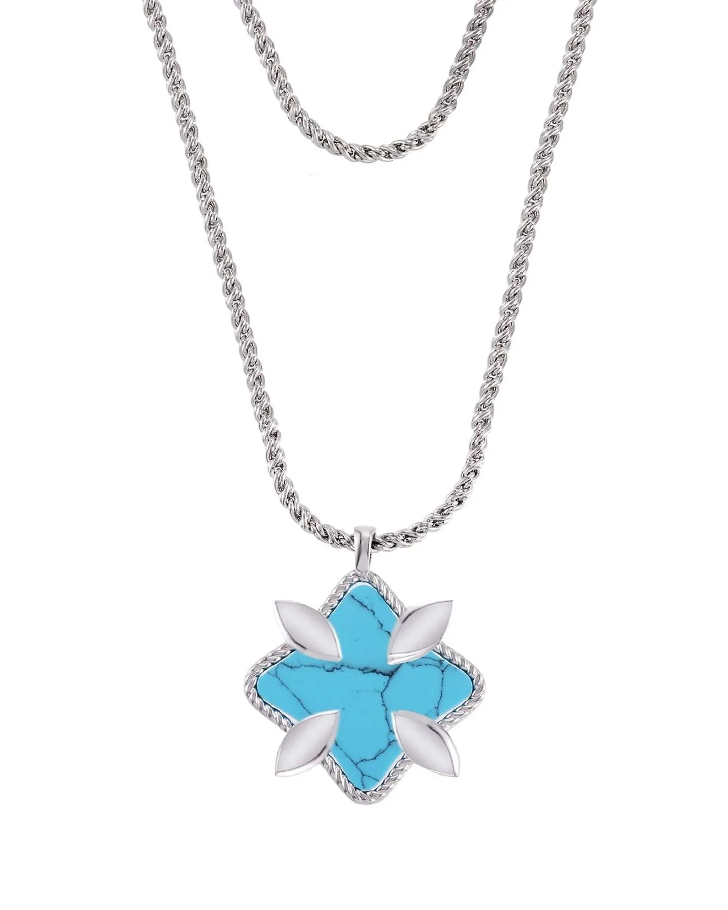 Grace Stone Pendant Necklace in Turquoise/Silver