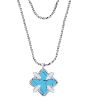 Grace Stone Pendant Necklace in Turquoise/Silver