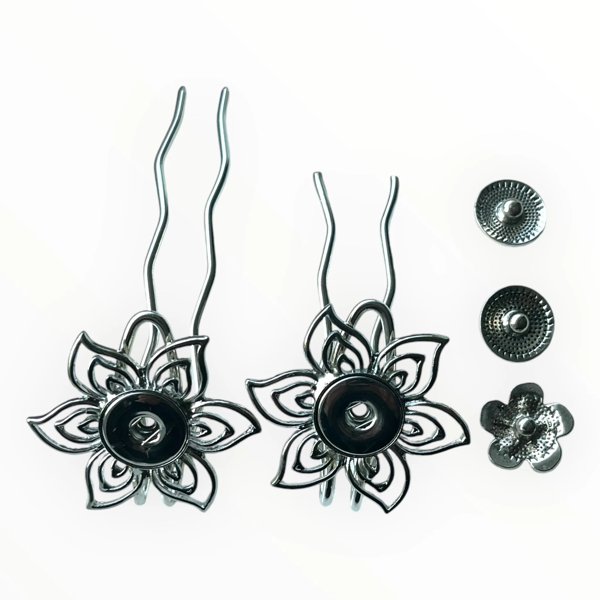 Hairpin Flower - HAIRACCESSOIRE - incl. 3 gratis clickbuttons naar keuze