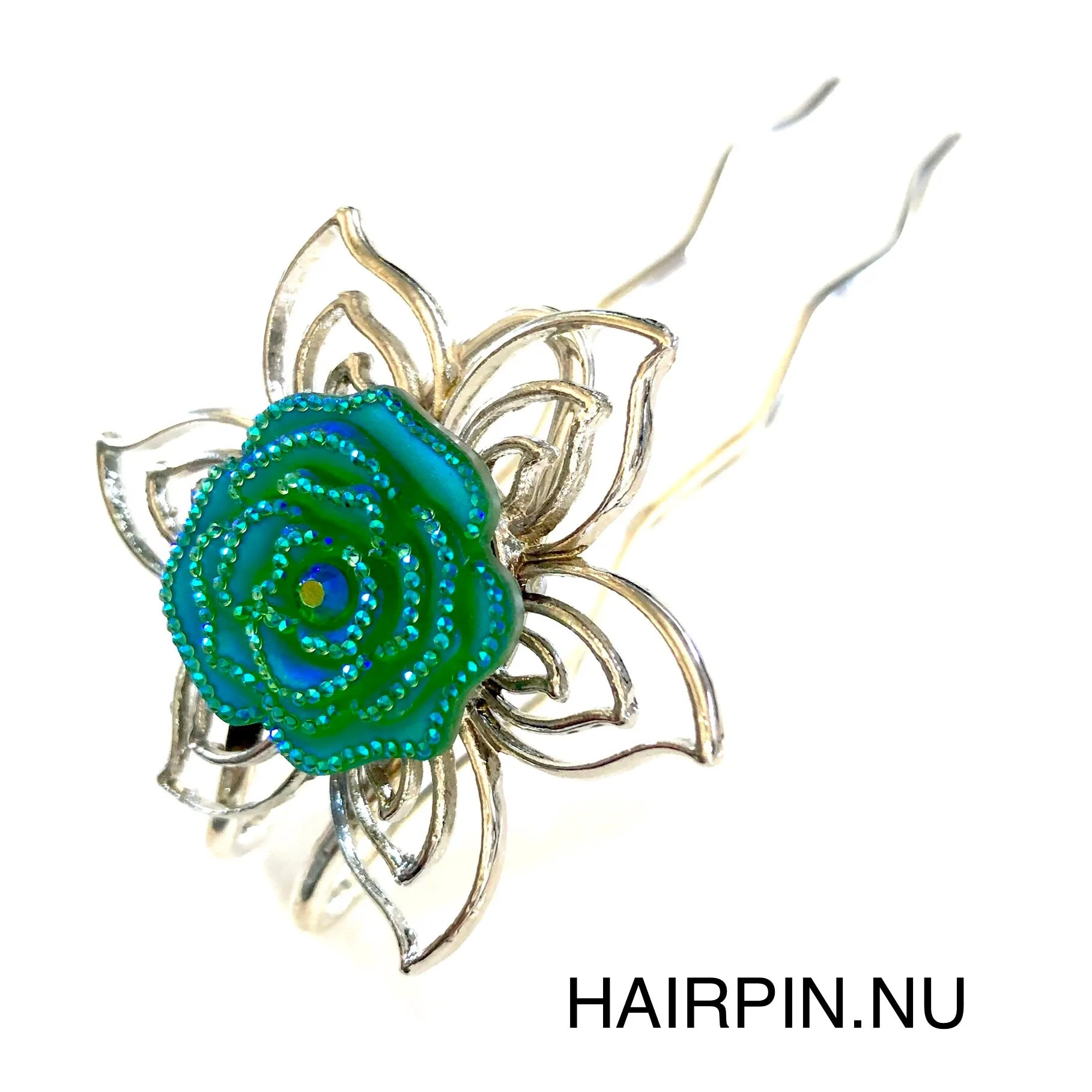 Hairpin Flower - HAIRACCESSOIRE - incl. 3 gratis clickbuttons naar keuze