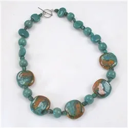 Handmade Blue Green Fair Trade Kazuri Bead Necklace