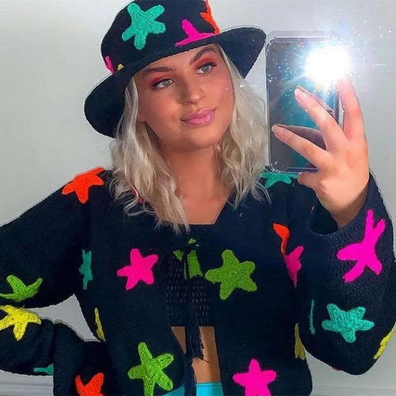 Handmade Retro Floral Knitted Bucket Hat
