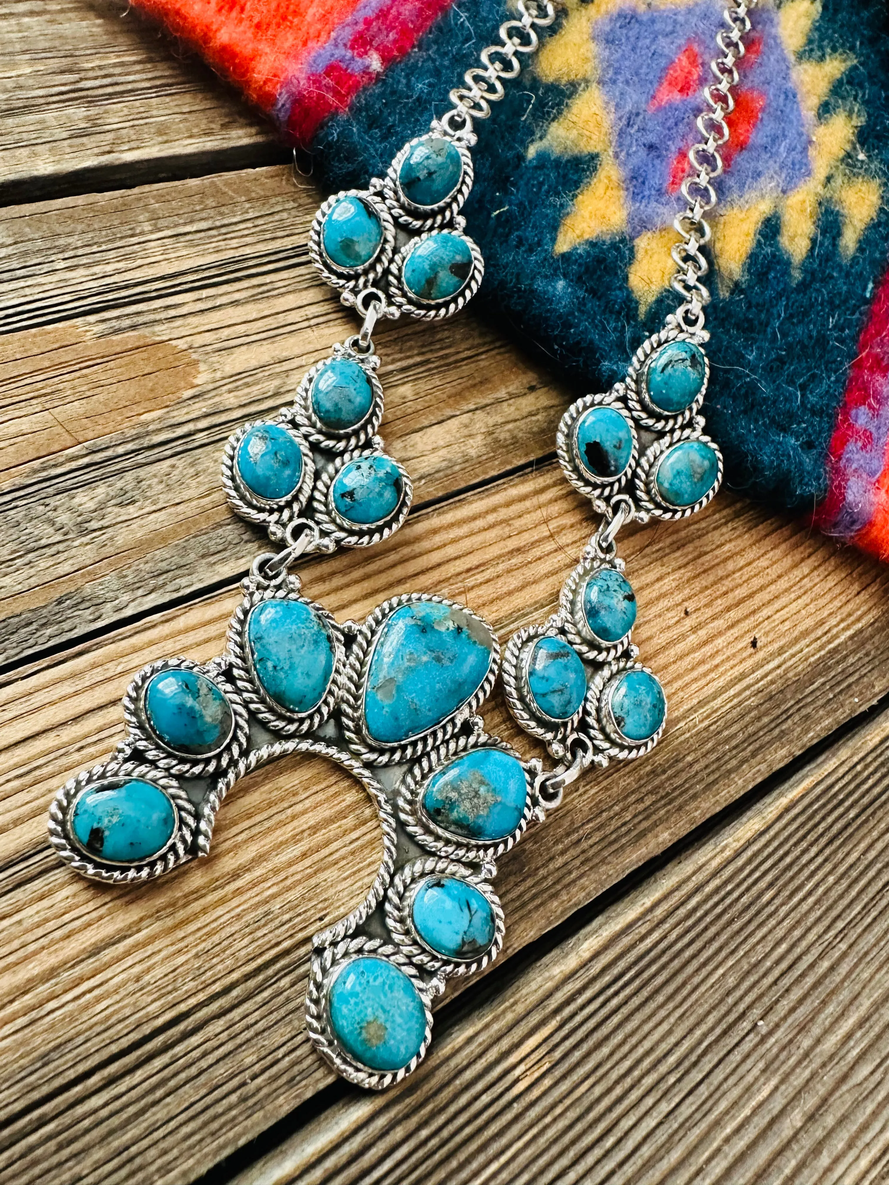 Handmade Sterling Silver & Turquoise Naja Necklace
