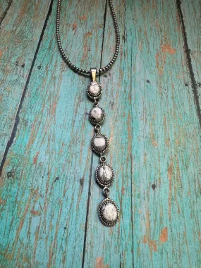 Handmade Sterling Silver & White Buffalo 5 Stone Pendant