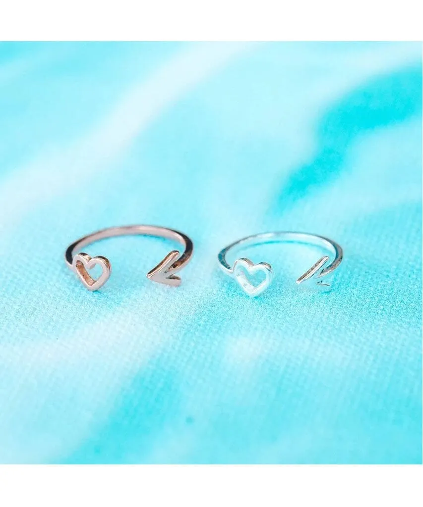Heart and Arrow Silver Toe Ring