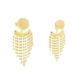 Hexagon Stud Veil Drop Fringe Tassel Earrings (L436)