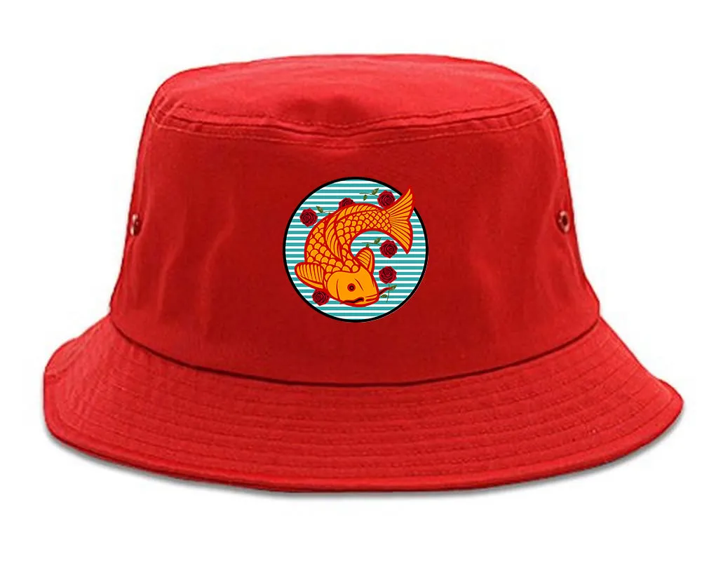 Japanese Koi Fish Print Mens Bucket Hat