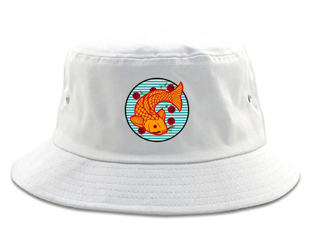 Japanese Koi Fish Print Mens Bucket Hat