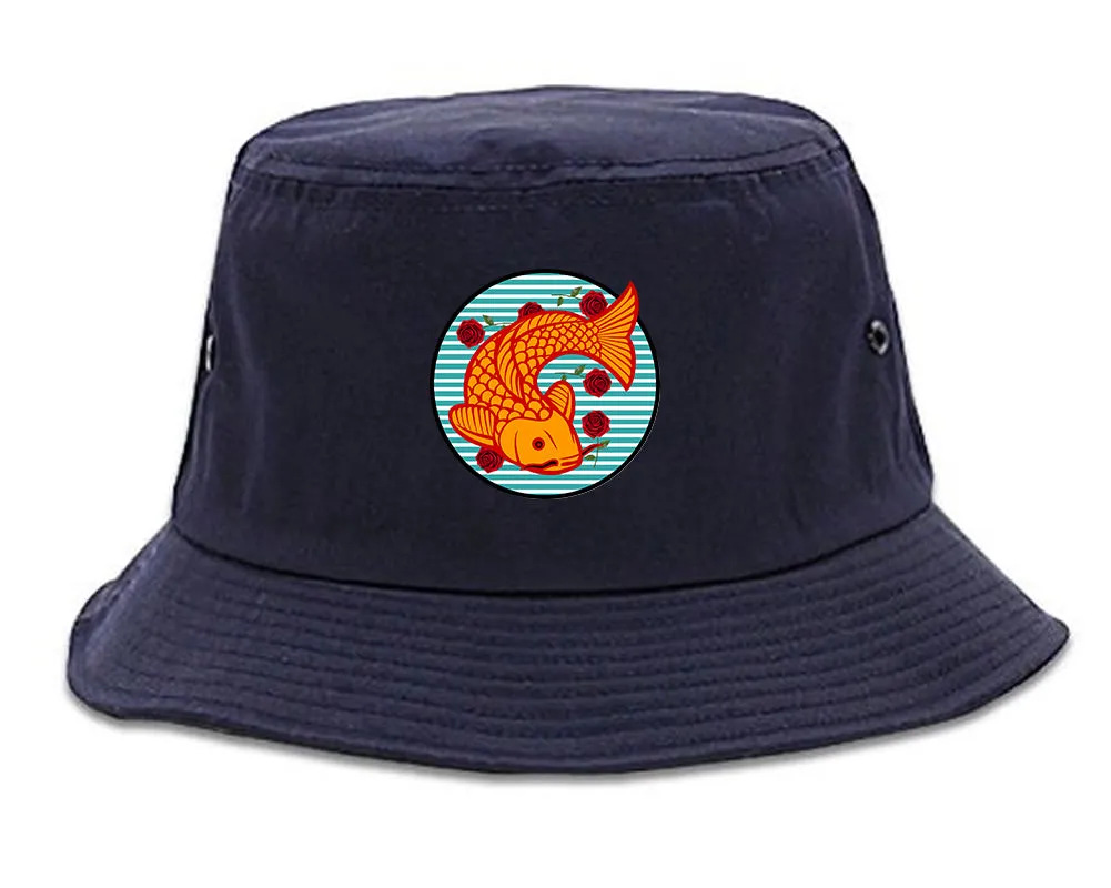 Japanese Koi Fish Print Mens Bucket Hat