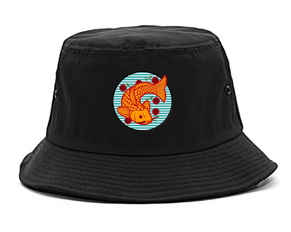Japanese Koi Fish Print Mens Bucket Hat