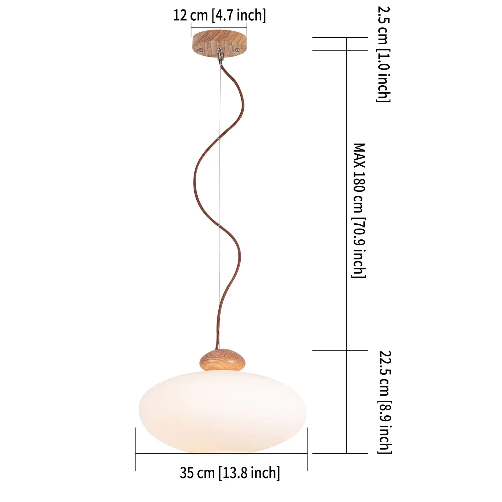 KAREN Modern Glass Pendant Light Timber Oak Natural Wood E27 base