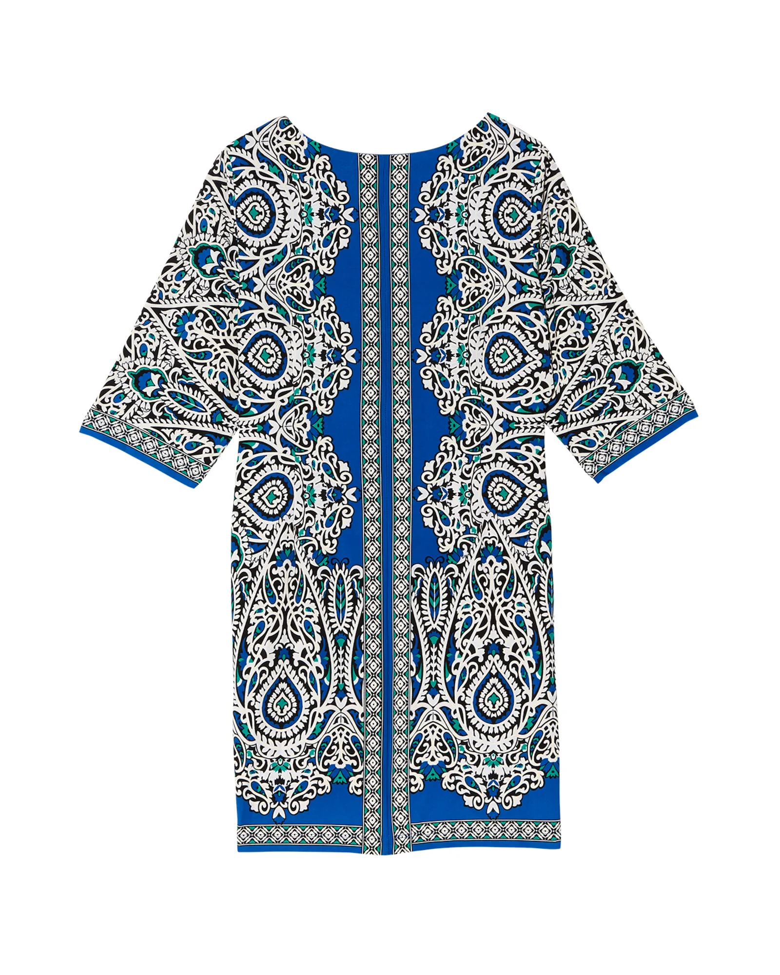 Karina Keyhole 3/4 Sleeve Shift Dress | Azure Blue / Teal