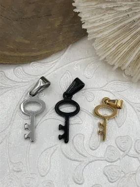 KEY  Charm Pendant Stainless Steel Silver plated Color Charm Pendants, Several Styles and Sizes to choose from , Pick Choice 1-3 Fast Ship