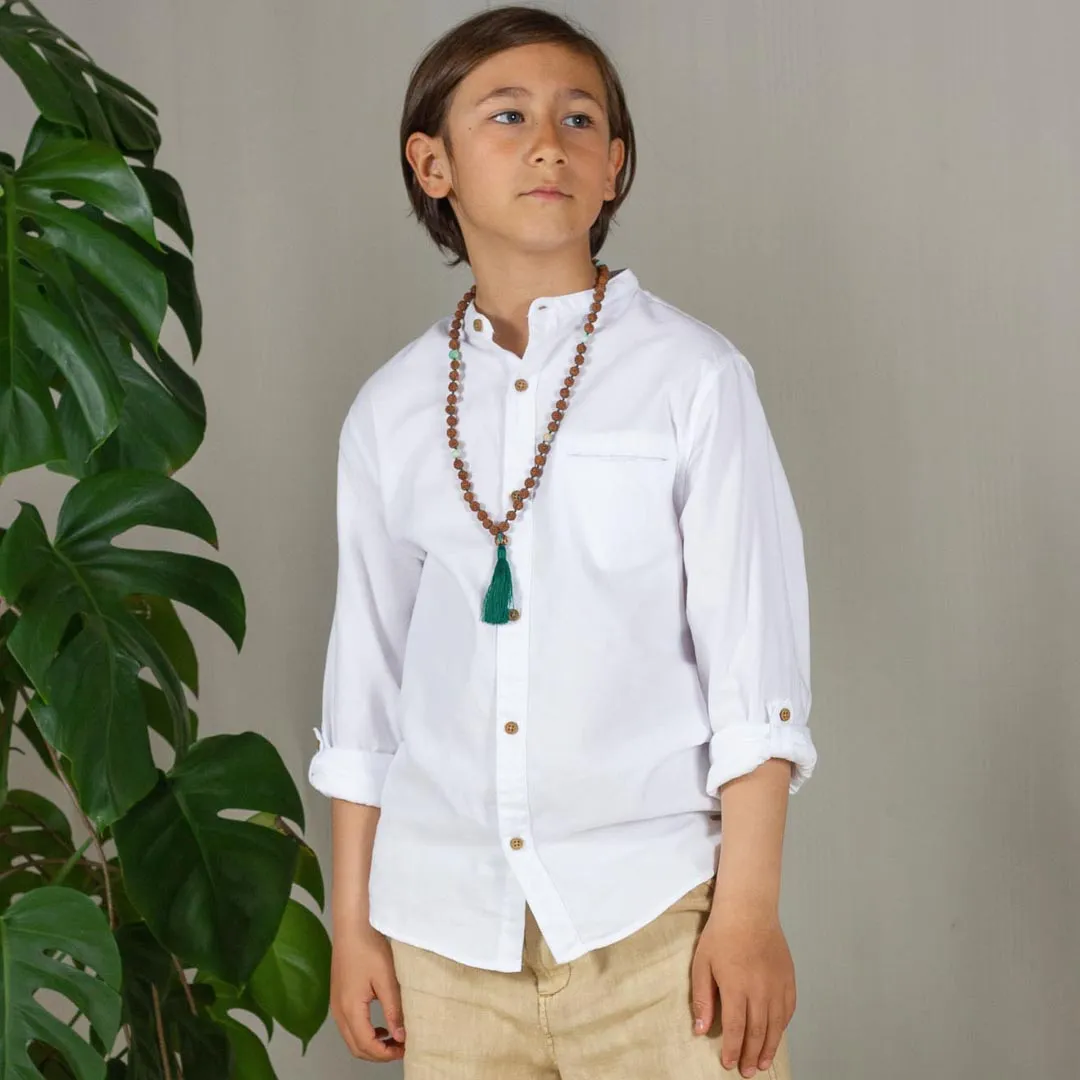 Kids Mala Beads Necklace Handmade with Rudraksha and Turquoise