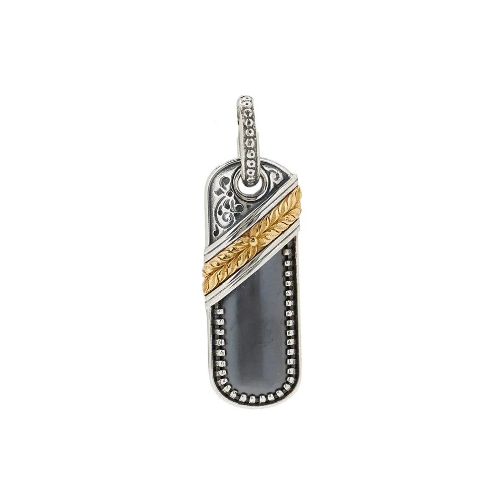 Konstantino Mens Laconia Silver and 18K Gold Hematite Pendant
