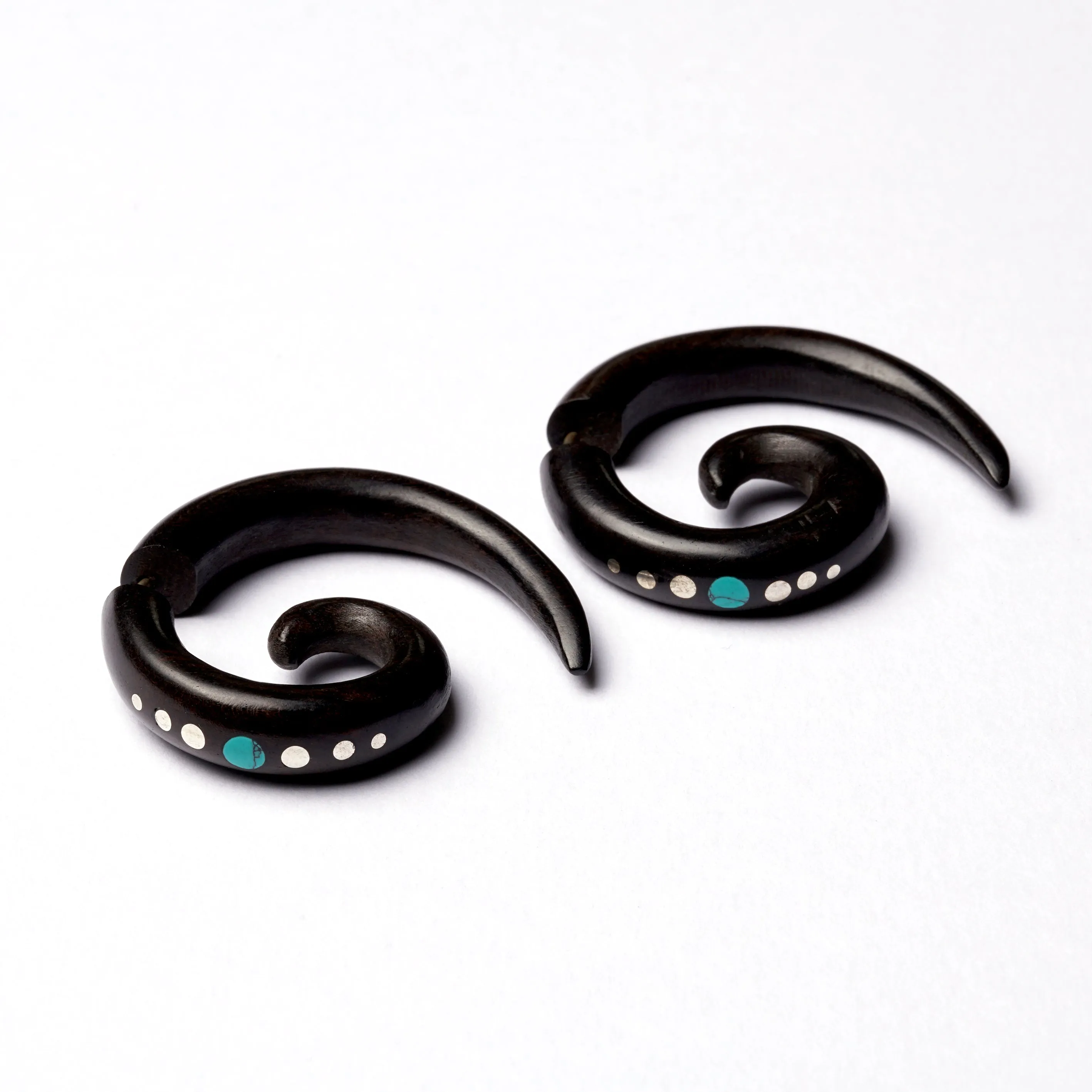 Koru Wood Earrings with Stones