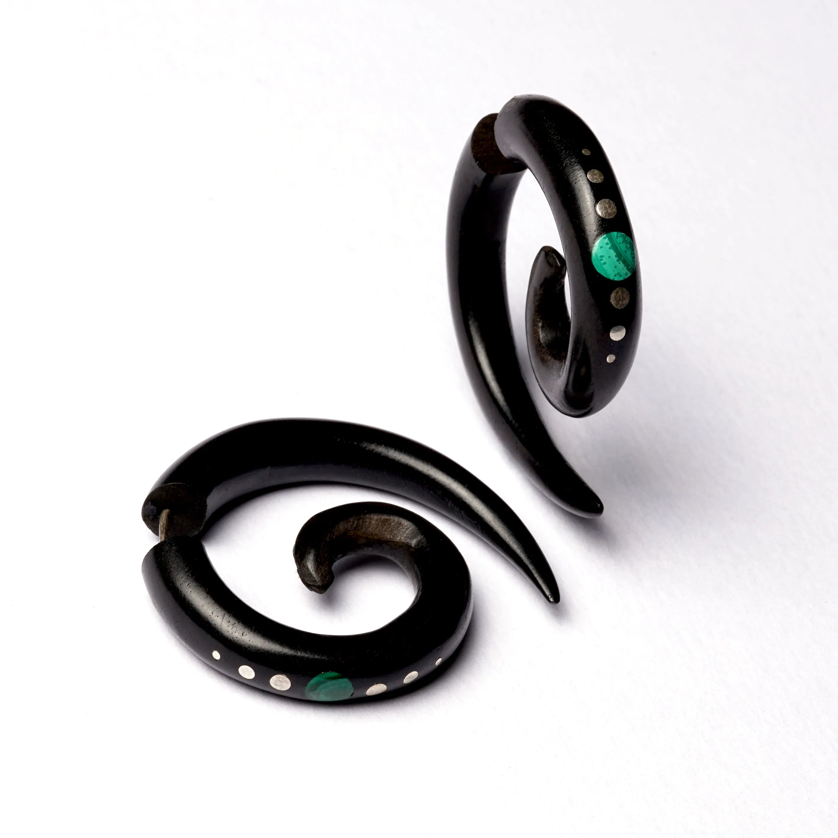 Koru Wood Earrings with Stones