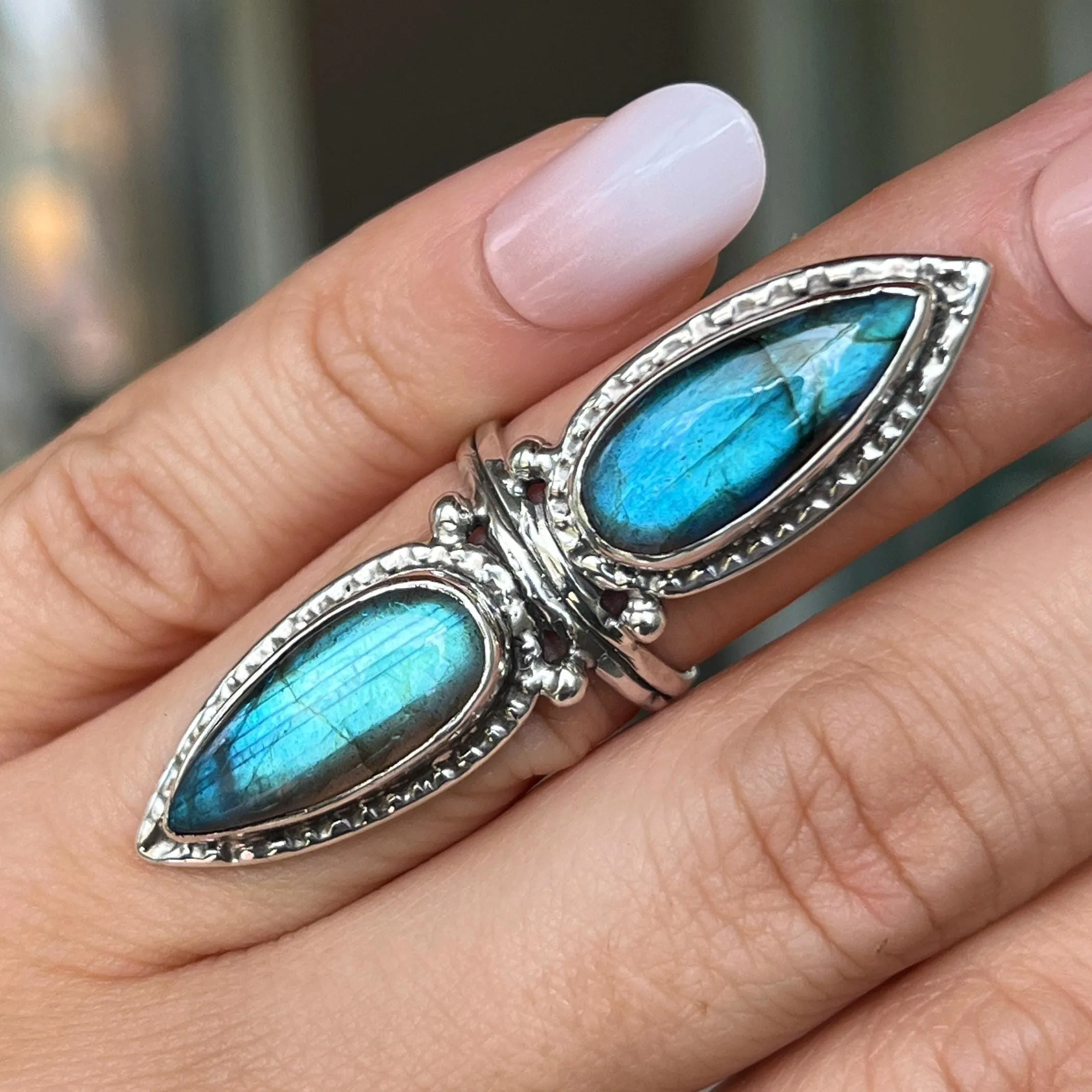 Labradorite Shield Ring- Sz 5.5