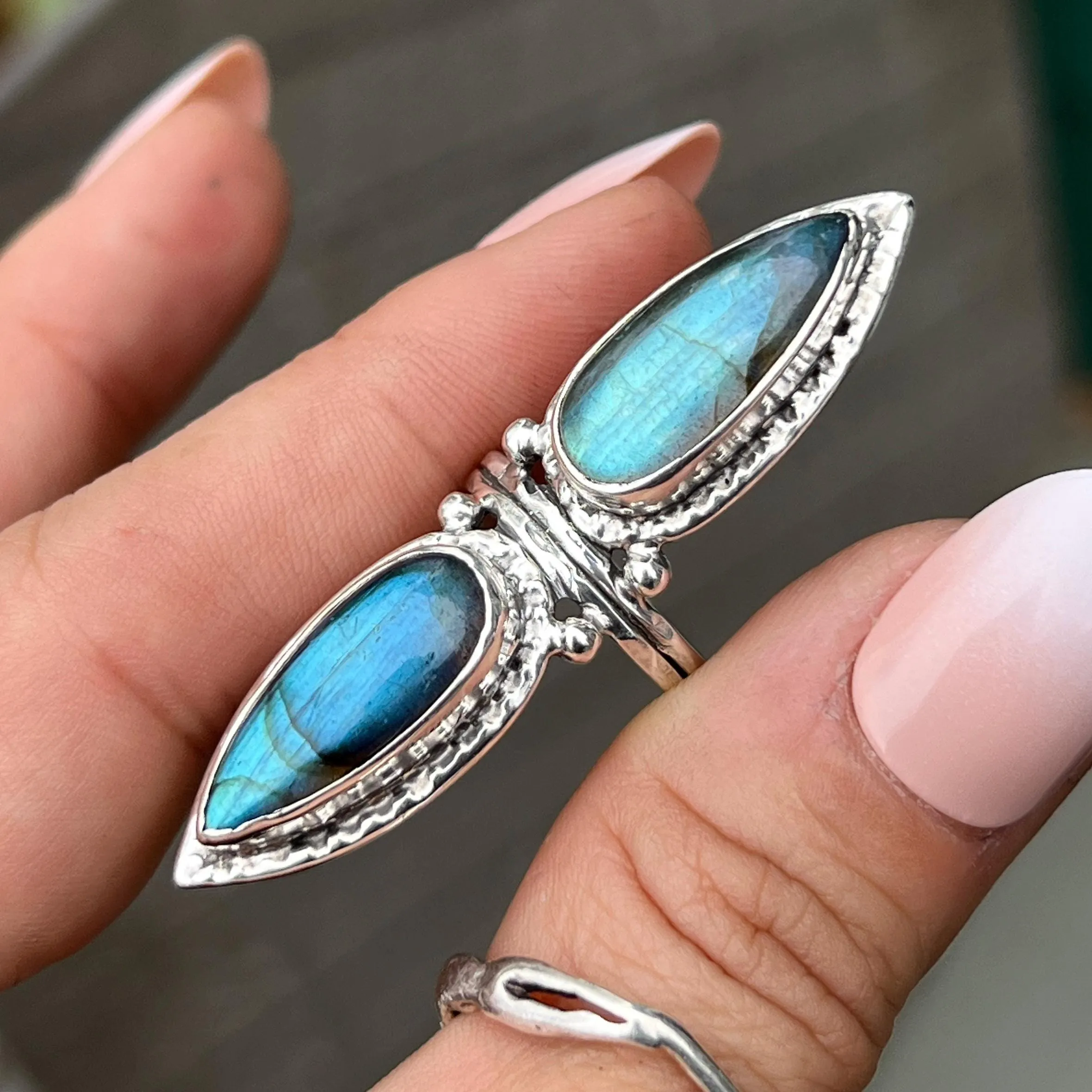 Labradorite Shield Ring- Sz 5.5