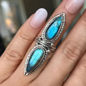 Labradorite Shield Ring- Sz 5.5