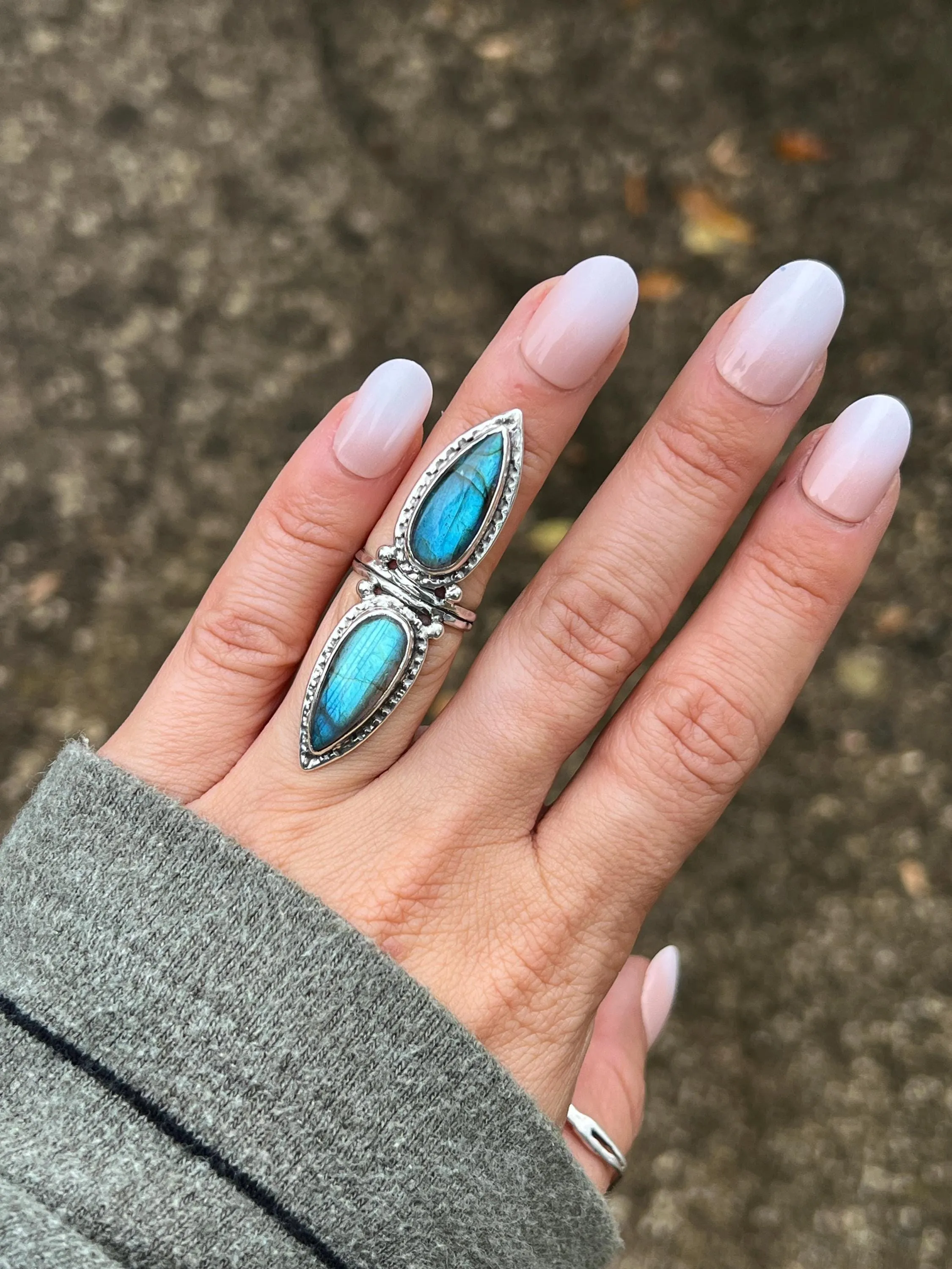 Labradorite Shield Ring- Sz 5.5