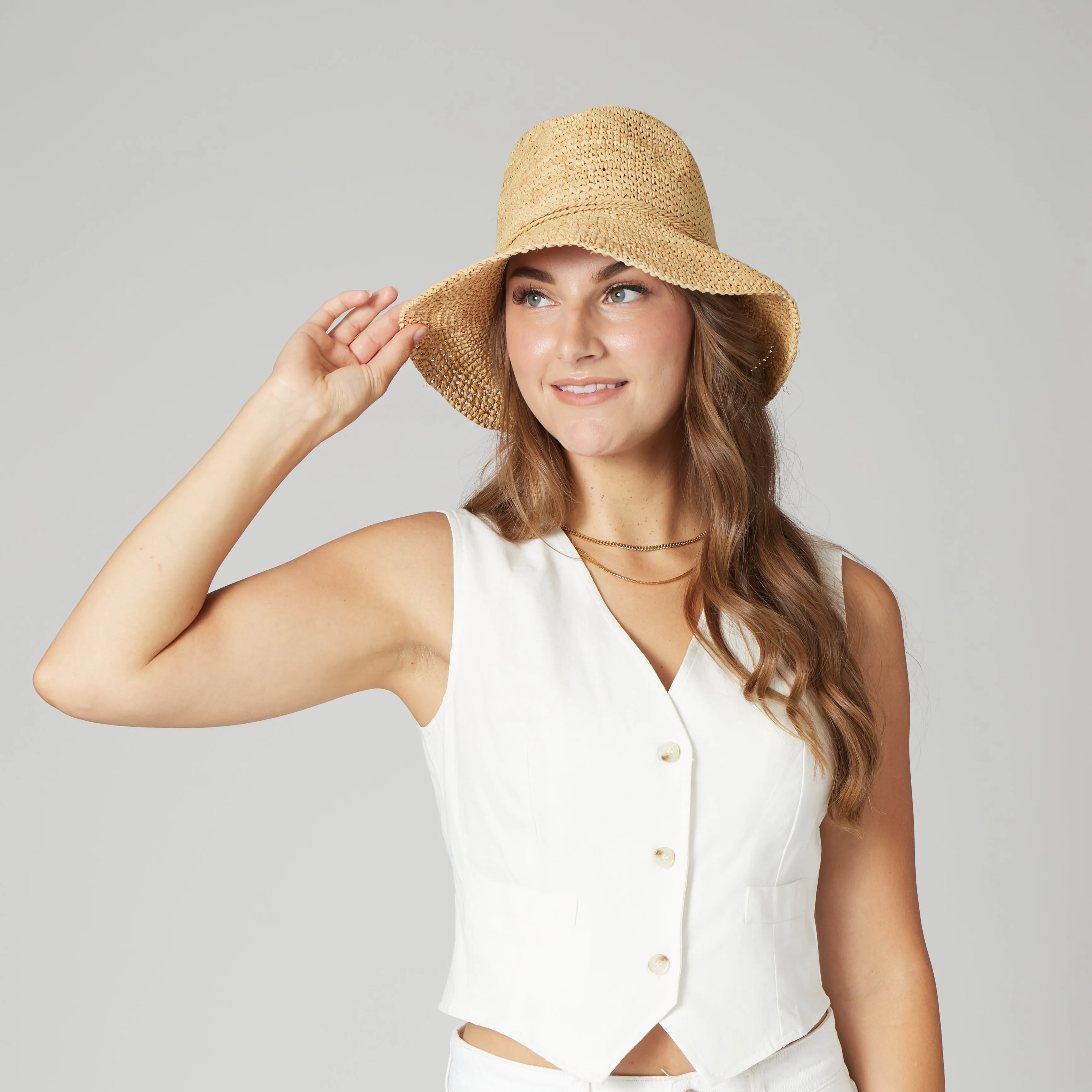Laguna - Womens Crochet Raffia Bucket (RHS3106)