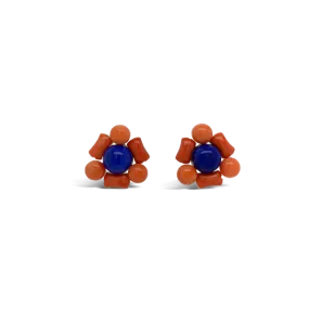 Lapis & Coral Estate Earrings