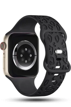 Leopard Silicone Watch Band - Black