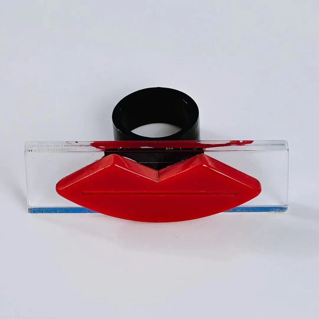 Lips Red & Black Acrylic Ring.