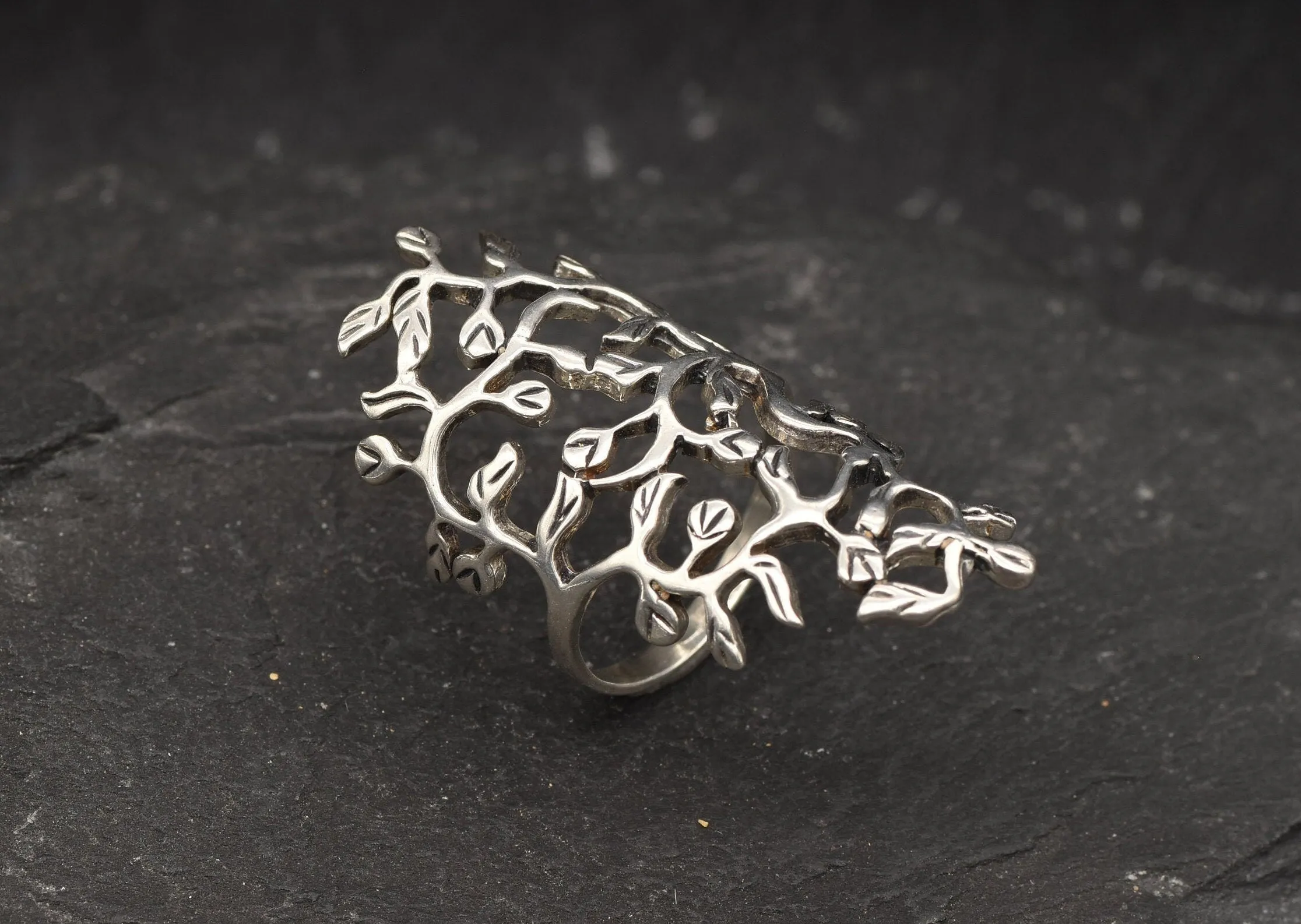 Long Leaf Ring - Silver Branch Ring - Silver Leaf Ring