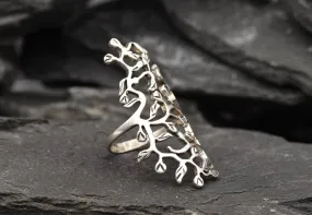 Long Leaf Ring - Silver Branch Ring - Silver Leaf Ring